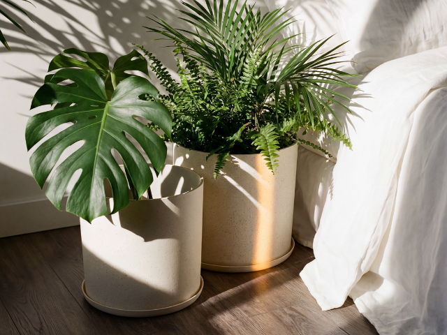 Modern 2-Piece Pot Set with Saucers - Stylish Indoor Outdoor Planters