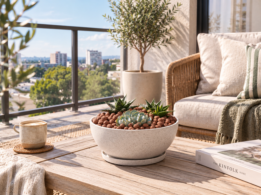 Small-space plants for balconies, patios and compact outdoor areas, perfect for adding greenery to apartments and urban homes.