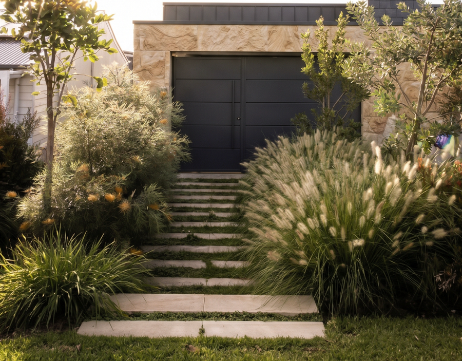 Full sun garden with sun-loving plants thriving in bright natural sunlight.